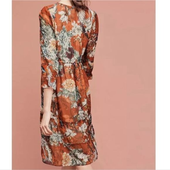 Hemant & Nandita For Anthropologie Zeri Floral Tiered Peasant Dress 0 - Picture 2 of 13